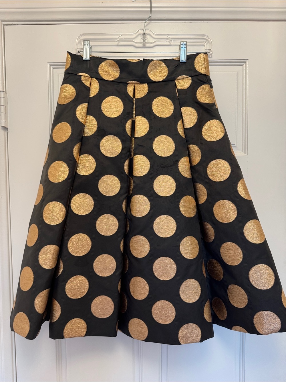 Moulinette Soeurs Black & Gold Polka Dot Pleated Skirt